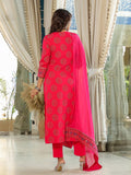 Anni Designer Women'S Cotton Blend Straight Printed Kurta With Pant & Dupatta (Nov-Pink-Nwg_M_Pink_Medium),Pink,M,,,
