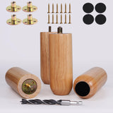 6 Inch Heavy Duty Natural Wooden Furniture Legs Set of 4 - Solid Cylindrical Wood Legs for Sofa, Couch & Table - Sturdy Varnishe