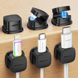 6 Pack Cable Management Cord Organizer,Magnetic Cable Clips-1s Lock,Rocoren Desk Adhesive Cord Cable Clip Wire Holder Keeper for