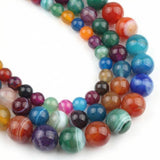 Yochus 60pcs Round Loose Multicolored Agate Beads for Bracelet Beads