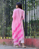 Anni Designer Women'S Cotton Blend Floral Printed Straight Kurta With Pants & With Dupatta (Bagru-Pink_Xl_Pink_X-Large),Pink,XL,Cotton Blend,Regular,Dupatta