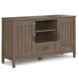 Simplihome Lev Solid Wood 53 Inch Wide Contemporary Tv Media Stand In Smoky Brown For Tvs Up To 60 Inches, For The Living Room A
