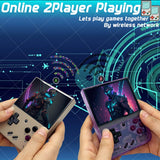 FINGEREVO Miyoo Mini Plus OnionOS Handheld Game Console 3.5-inch 640*480 Screen 3000mAh Miyoo-mini+ with Portable Case Transparent Purple