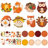 32 Sets Fall Craft Kits Autumn Party DIY Plate Art Craft Kits Fall Thanksgiving Educational Craft Decorations Make a Pumpkin Tur