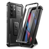 Dexnor for Samsung Galaxy S21 Ultra Case, [Built in Screen Protector and Kickstand] Heavy Duty Military Grade Protection Shockpr