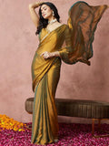 Gosriki Women'S Silk Blend Hand Work Saree With Unstitched Blouse Piece (Ayaat Gold-Vks01-Gs_Free Size),Gold,,B0DY61WKT5