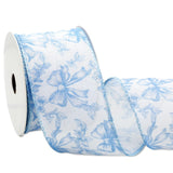 JarThenaAMCS Blue Floral Bow Wired Edge Ribbon Chinoiserie Flower Bowknot Fabric Ribbon for DIY Crafts Wreath Bow Making Supplie