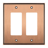 Henne Bery Soft Modern Decorative Wall Plate Switch Plate Outlet Cover (Double Decorator, Antique Copper)