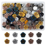 INSPIRELLE 100pcs 14mm Flatback Undrilled Metallic Rose Flower Cabochons No Holes Resin Flat Back for Jewelry Making and Craftin