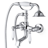Airuida Wall Mount Bathtub Shower Faucet Kit with Telephone Shaped Handheld Sprayer Double Hot and Cold Water Mixer Tap Wall Mou