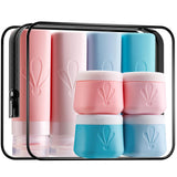 INSFIT 8 Pack Silicone Travel Bottles & Cream Jars with Toiletry Bag, 3oz Leakproof Containers & 2oz Jars with Waterproof Labels