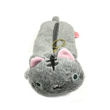 Wrapables Cute Cat Pouch Plush Colored Pencil Case, Gray
