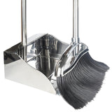 GLOYY Indoor Broom and Dustpan Comb Set,Heavy Duty Stainless Steel Metal Dust Pan with Long Handle Sweeping Soft Bristles Broom 