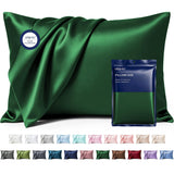 MR&HM Satin Pillowcase 2 Pack, Queen Size 20x30, Dark Green