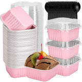 selizo 60 Pack 5oz Mini Disposable Cake Pans with Lids, Aluminum Foil Square Baking Cups, 3.5x3.5 Small Baking Cake Tins Cup Cak