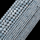 THRELE 3mm Natural Aquamarine Beads, 120pcs Faceted Round Loose Small Beads for Jewelry Making, 14-Inch Strand with Size Card,Ge