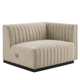 Modway Conjure Modern Channel Tufted Fabric Right-Arm Chair in Beige