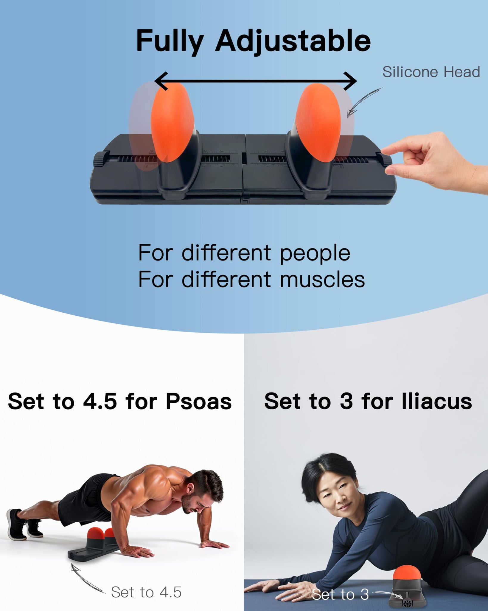 Psoas Muscle Release and Deep Tissue Adjustable Massage Tool for Back, QL, Hip Flexor, Hamstring, Glute, Iliacus, and Neck Pain