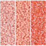 Set of 3 Colors, 21GM, Miyuki Delica Seed Beads Size 11/0, Peachy Salmon Collection - DB235, DB1533, DB206-3 Tubes of 7 Grams Ea