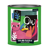 Mudpuppy Henri Catisse Artsy Cat Puzzle Tin, 100 Pieces, 12  x12- Perfect Family Puzzle for Ages 6+ - Colorful Feline Portr