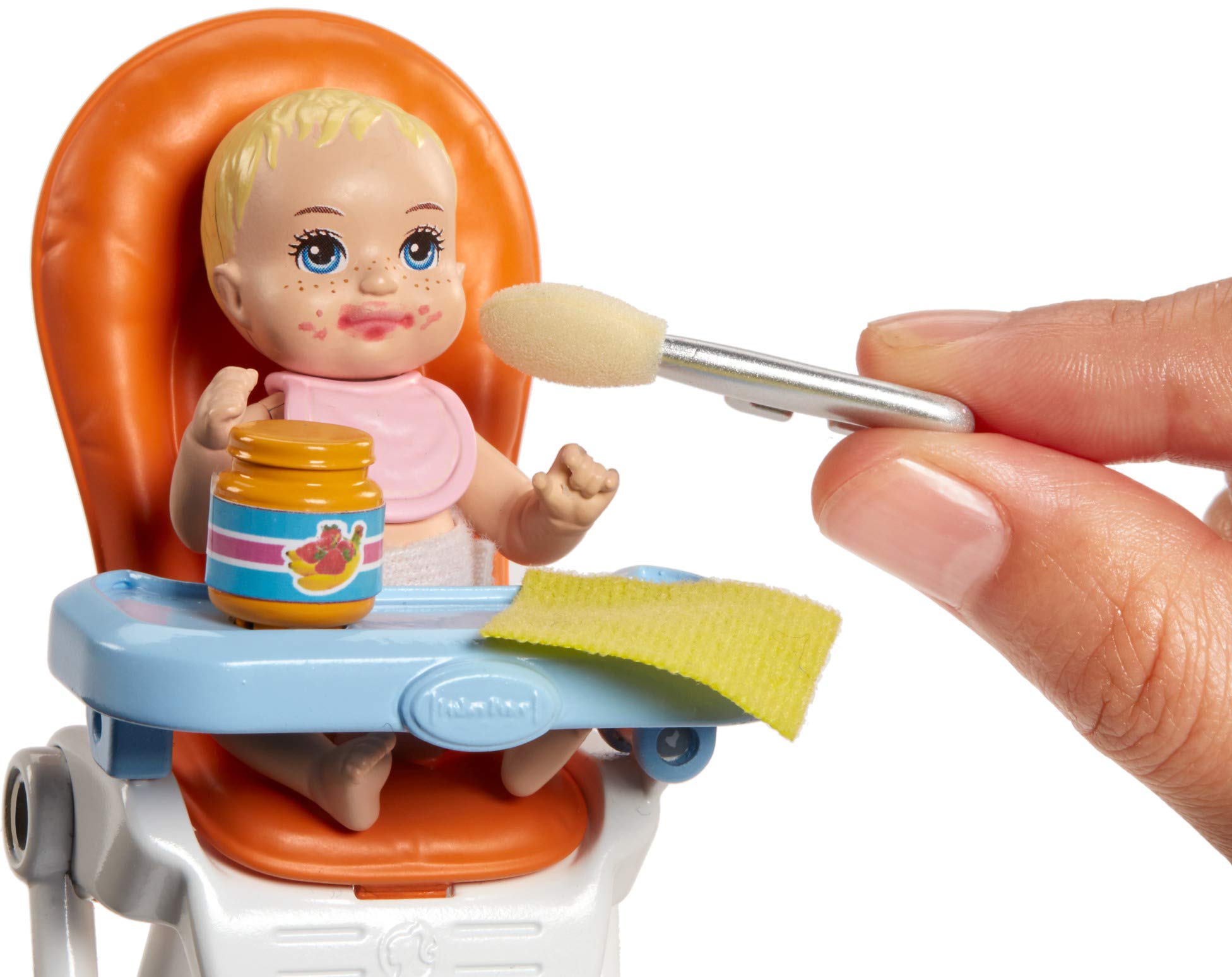 Barbie Babysitting Playset With Skipper Friend Doll, Color-Change Baby Doll, High Chair, Crib And Themed Accessories For 3 To 7