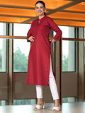 Libas Women'S Silk Regular Kurta (29268_Red Red Xl