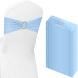 Tegeme 80 Pieces Chair Sashes and Bows Stretch Chair Cover,Blue,Silver