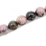 Malahill Gemstone Beads for Jewelry Making, Sold per Bag 5 Strands Inside, Black Stripe Rhodonite 10mm