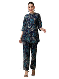 Libas Women'S Silk Blend Co-Ords (48997_Blue