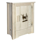 Montana Woodworks Homestead Collection Accent Cabinet With Laser Engraved Elk Design, Right Hinged, Clear Lacquer Finish