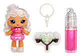 Yummiland Lip Gloss Doll: Sour Sweeties - Misty Cakes Includes DIY Lip Gloss + Removable Keychain, Cosmetic Play, Collectible, A