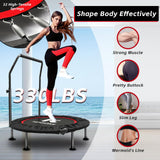 KENSONE 40 Foldable Mini Trampoline, Indoor Trampoline for Kids, Adults Indoor/Garden Workout, Fitness Rebounder with Adjustab