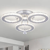 diisunbihuo Dimmable LED Crystal Ceiling Light 13x3.5 Inches 3 Rings Crystal Chandelier Flush Mount Lighting Fixture for Bedroom