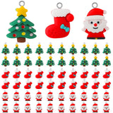 Remuuly 60 Pcs Santa Claus Christmas Trees and Socks Resin Charms for Jewelry Making - Decorative Christmas Ornaments for DIY Ne