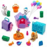 DSHMIXIA Dolls Accessories Playsets Dog Cat Figures with House Cage Pet Pretend Play Toys for Doll Toddlers 3-5 Age 5-7 Girls Ki