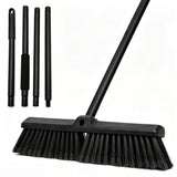 BSMstone Push Broom Floor Cleaning Brush with 4 Section Metal Long Handle, Heavy Duty Outdoor Indoor Broom for Garage, Patio, De