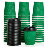 DAILYPACK 100 Count 8 OZ Coffee Cups with Lids, Insulated Ripple Wall Paper Hot Coffee Cups for Hot Drinks