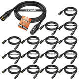 Czgor DMX Cable 6.5ft 16 Pack, Flexible 3-Pin Gold-Plated XLR Male to Female Cable Wire for Stage Lighting Signal XLR Connection