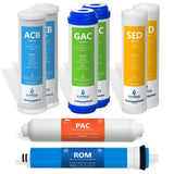 Express Water - 1 Year Reverse Osmosis System Replacement Filter Set - 8 Filters with 100 GPD RO Membrane, Carbon GAC, ACB, PAC 