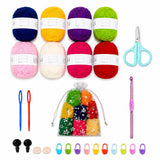 Viharini Crochet Kit For Beginners With Yarn, Hooks, Stitch Markers, Knitting Needles, Eyes, Scissor Diy Tools & Crochet Thread 