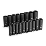 Capri Tools 1/2 in. Drive Deep Impact Socket Set, 10 to 27 mm, Metric, 18Piece