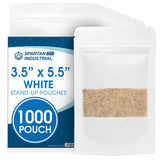 Spartan Industrial - 3.5 X 5.5 White Resealable Stand-Up Pouches - Pack of 1000 Small Smell-Proof Food Pouch Bags for Packaging,