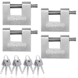 KAWAHA 71/60-4PS Stainless Steel D-Shaped Padlock with Stainless Steel Key for Garage Door, Containers, Shed, Locker and Warehou