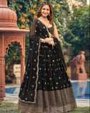 Fashion Basket Georgette Stiched Lehenga Set For Women (Black)