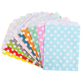 Foraineam 250 Pack Food Safe Paper Treat Bags, 5.2 x 7 Inch Candy Cookie Buffet Bag, Polka Dot Favor Bag 10 Colors Small Paper G