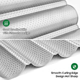 AMAGABELI GARDEN & HOME Nonstick Perforated Baguette Pan 15 x 13 for French Bread Baking 4 Wave Loaves Loaf Bake Mold Toast