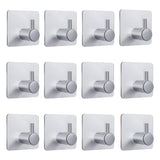VAEHOLD Adhesive Hooks 12 Pack, Heavy Duty Wall Hooks Aluminum Hooks for Hanging Coat, Hat, Towel, Robe, Key, Clothes, Towel Hoo