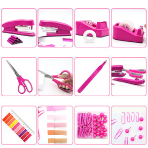 Hot Pink Desk Accessories, Hot Pink Office Supplies, Hot Pink Stapler and Tape Dispenser Set, Hot Pink Desk Accessory Kit, Gift