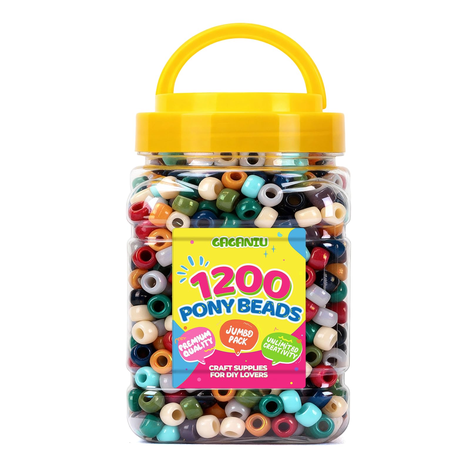 Pony Beads Bulk for Bracelet,1200 pcs Multi-Colored Making Beads Bulk for Hair Braiding DIY Crafts Kandi Jewelry Key Chains and 