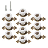HUAMULAN 10 Pack Retro Ceramic Knobs,Vintage Dresser Kitchen Petal Cabinet Pulls Zinc Alloy Base Back Plate Cupboard Wardrobe Dr